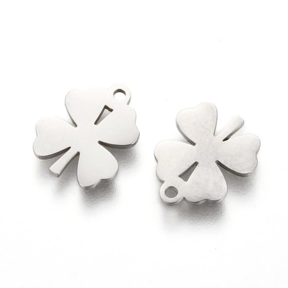 10pc 304 Stainless Steel Clover Charms 9x11mm